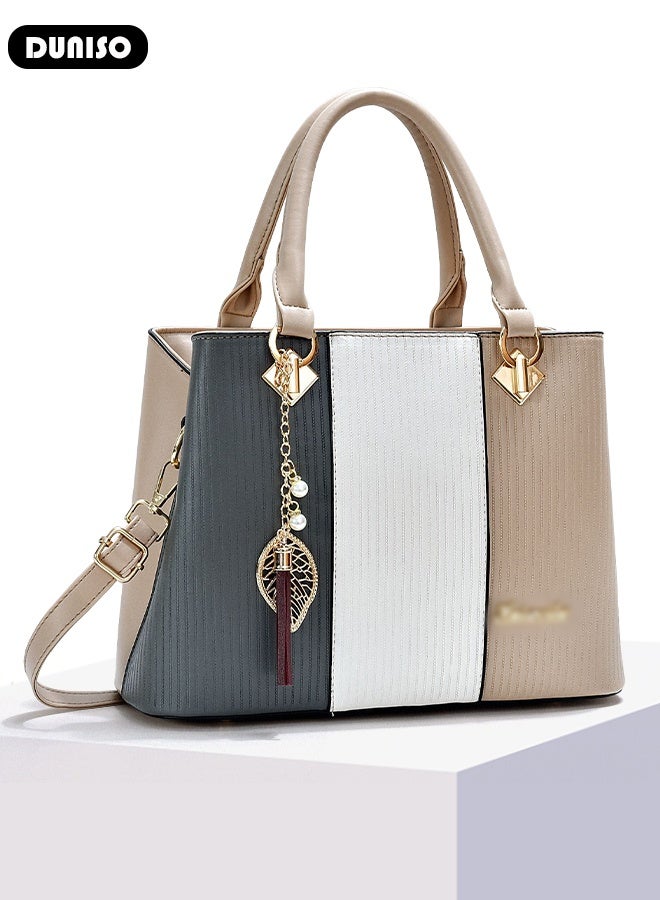 DUNISO Women's Fashion Handbag Faux Leather Crossbody Bag For Women Large Capacity Bow Trim Tote Bags Top Handle Satchel Fashionable Travel Shoulder Bag For Ladies  - Image 4