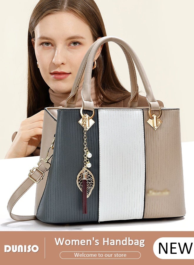 DUNISO Women's Fashion Handbag Faux Leather Crossbody Bag For Women Large Capacity Bow Trim Tote Bags Top Handle Satchel Fashionable Travel Shoulder Bag For Ladies  - Image 1