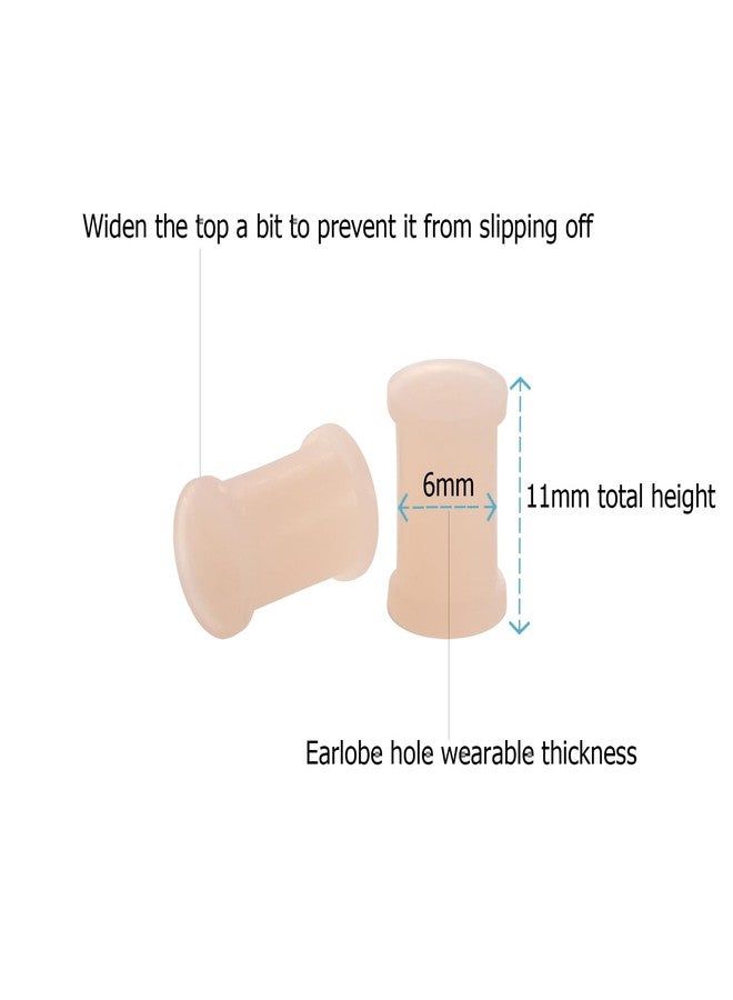 NewkeepsR Silicone 2G(6mm) Hider Flesh Skin Tone Double Flared Plug for Ear Lobe Piercing-Light Peach Color - Image 2
