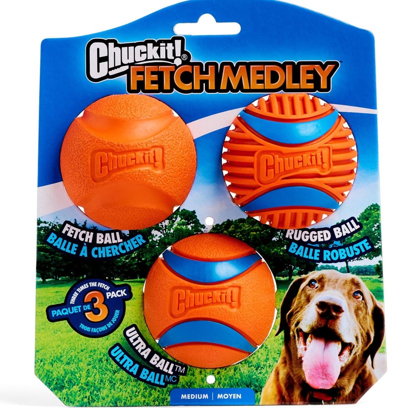 Chuckit! Dog Balls - Interactive Dog Toys, High-Bounce Fetch Ball, Ultra and Rugged Balls, Durable - Size Medium, 2.5-inch Diameter, Set of 3 - Image 1