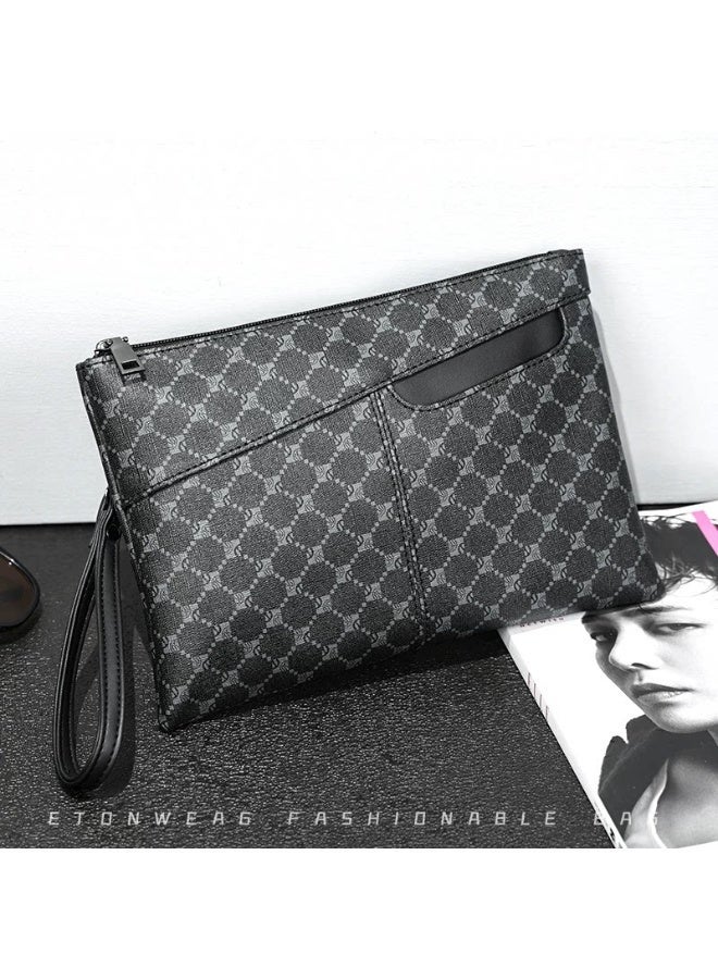 WAOKN Men's Leather Handbag: Fashionable, Durable & Versatile Large Clutch Bag - Perfect for Business, Travel, and Everyday Use，A large capacity leather handbag with a stylish, simple, casual, and stylish design that is durable and multifunctional. It is very suitable for business, travel, and daily travel - Image 2