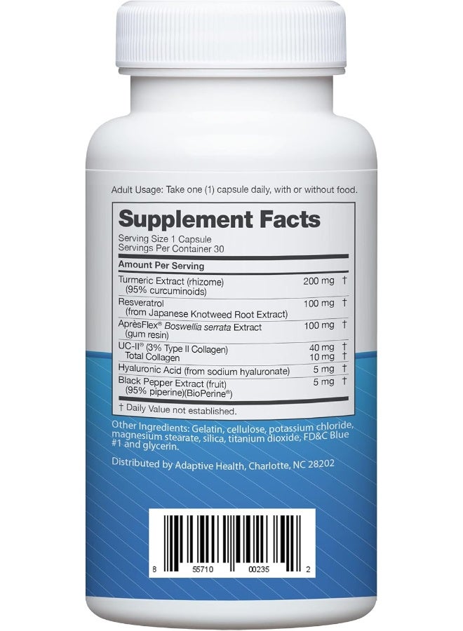 Instaflex Advanced Joint Support Supplement - Turmeric, Resveratrol, Boswellia Serrata Extract, BioPerine, UC-II Collagen- 30 Count - Image 2
