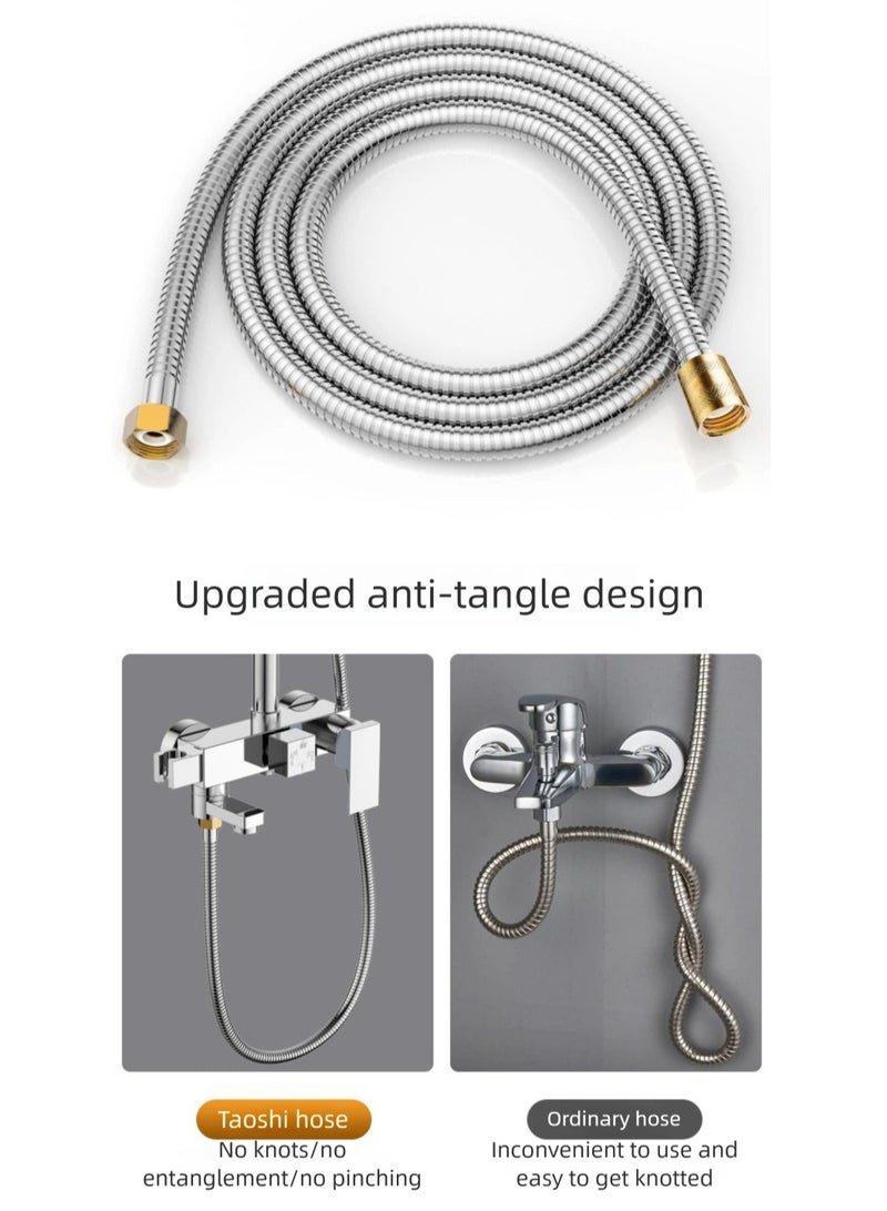 200CM Extra Long Stainless Steel Shower Hose, 360° Anti-twist, Stainless Steel Anti-twist Flexible Shower Hose 2M，Shower hose 78inch - Image 5