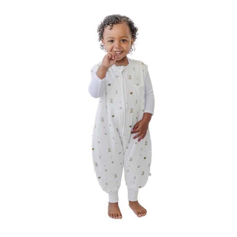 Tealbee Dreamsuit Toddler Sleep Sack with Feet â€“ Walker Sleep Bag with Legs, Rayon made from Bamboo, Summer 0.8 TOG, 2-Way Zipper, 12m-2T - Cactus - Image 1