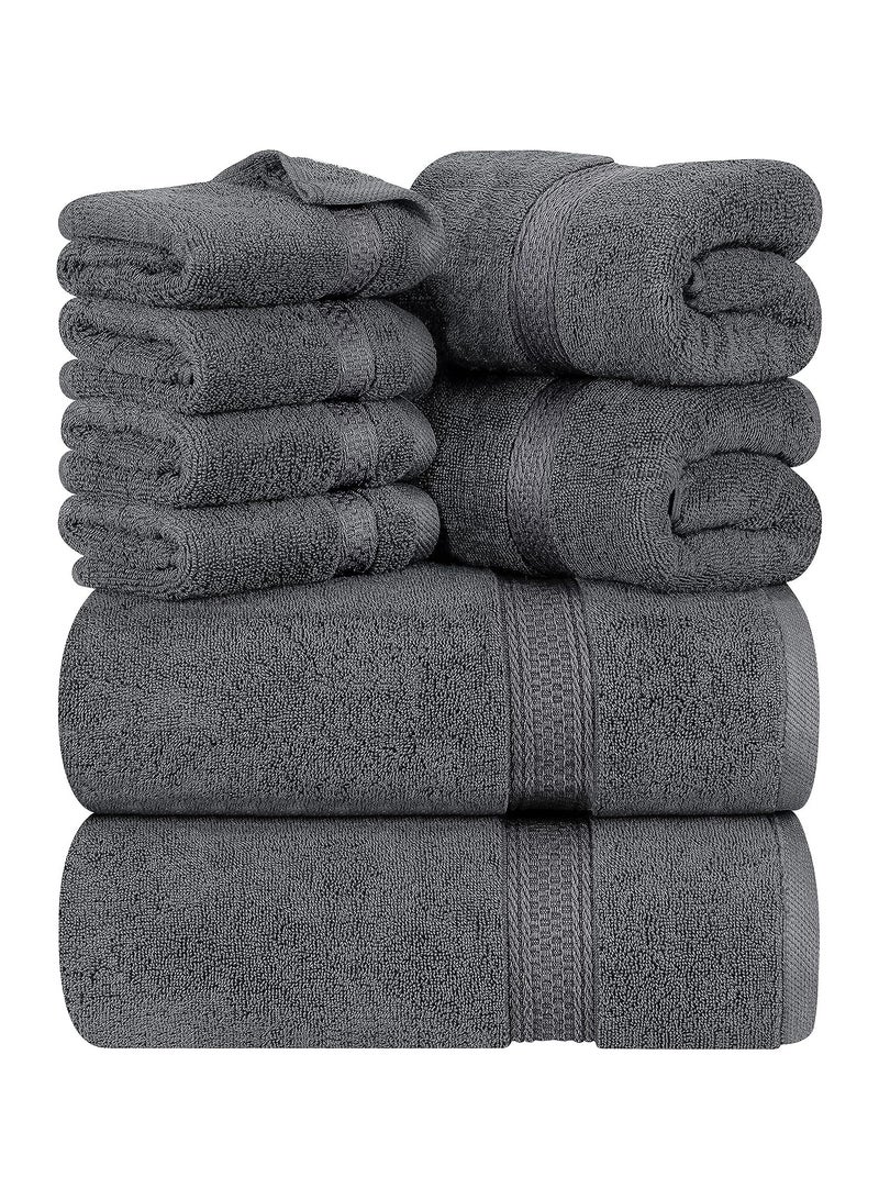 Comfy 8 Piece Charcoal Grey Highly Absorbent 600Gsm Hotel Quality Combed Cotton Towel Set - Image 1