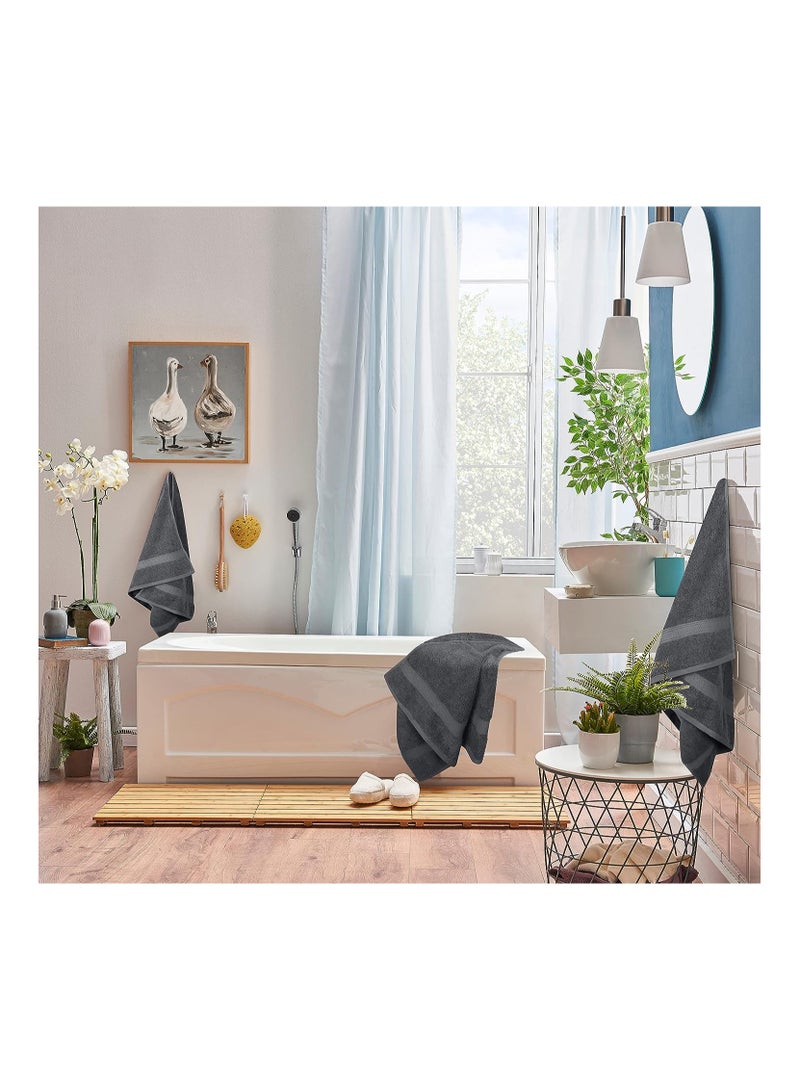 Comfy 8 Piece Charcoal Grey Highly Absorbent 600Gsm Hotel Quality Combed Cotton Towel Set - Image 5