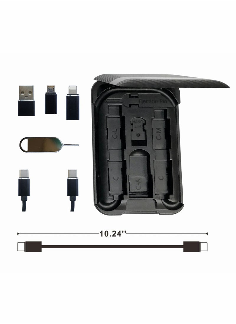 Excefore USB Cable Conversion Storage Box, USB Type C Cable and Types USB Adapter Combination Set, USB C Type Charging and Data Transfer Cable, USB C to USB A/Micro USB/Light Aluminum Alloy Convert Connectors  - Image 3