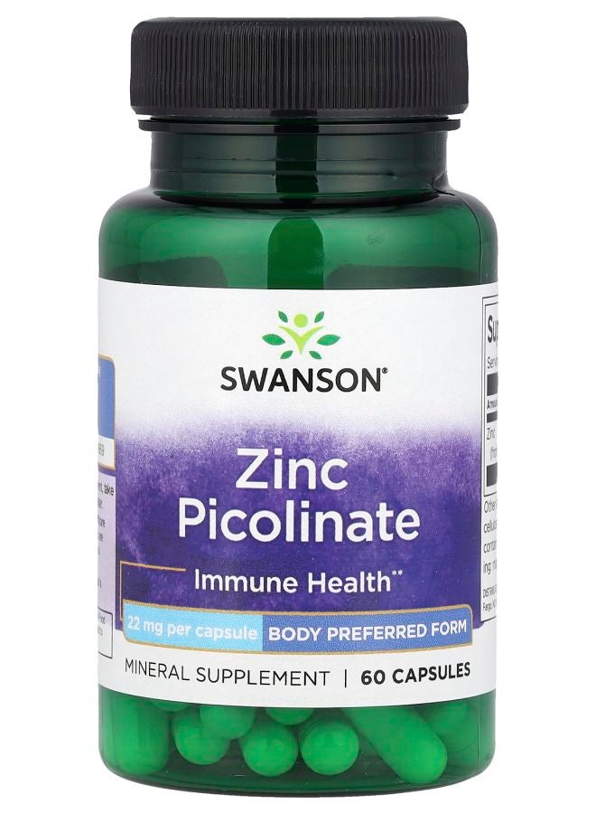 SWANSON زنك بيكولينات 22 ملغ 60 كبسولة
