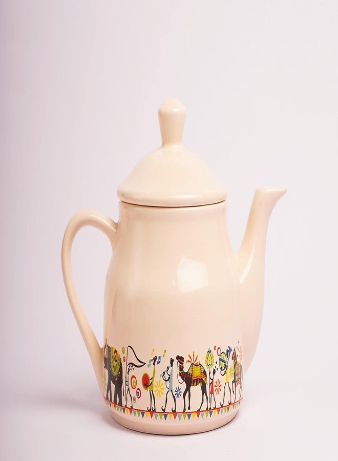 DEEDECORWAVE Ceramic Pastel Tea Set - 1 Kettle + 6 Cups - Multicolor | Premium Tea Cups & Kettle Set | Microwave & Dishwasher Safe | Elegant Gift for Birthday, Anniversary, Christmas, Housewarming - Image 2