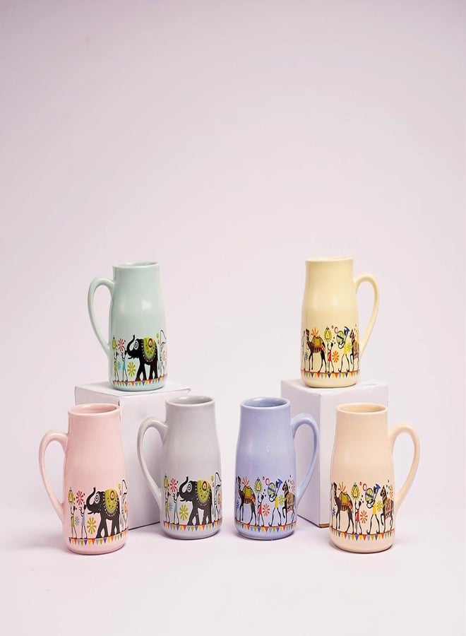 DEEDECORWAVE Ceramic Pastel Tea Set - 1 Kettle + 6 Cups - Multicolor | Premium Tea Cups & Kettle Set | Microwave & Dishwasher Safe | Elegant Gift for Birthday, Anniversary, Christmas, Housewarming - Image 3