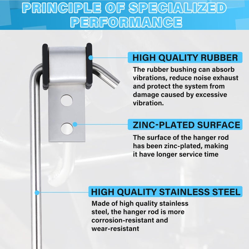 Lonsda Universal Stainless Steel Exhaust Hanger Heavy-duty Exhaust Hanger Rod Exhaust Pipe Hanger Bracket Weld On - 3/8" Rod 11" Long(4 PCS) - Image 3