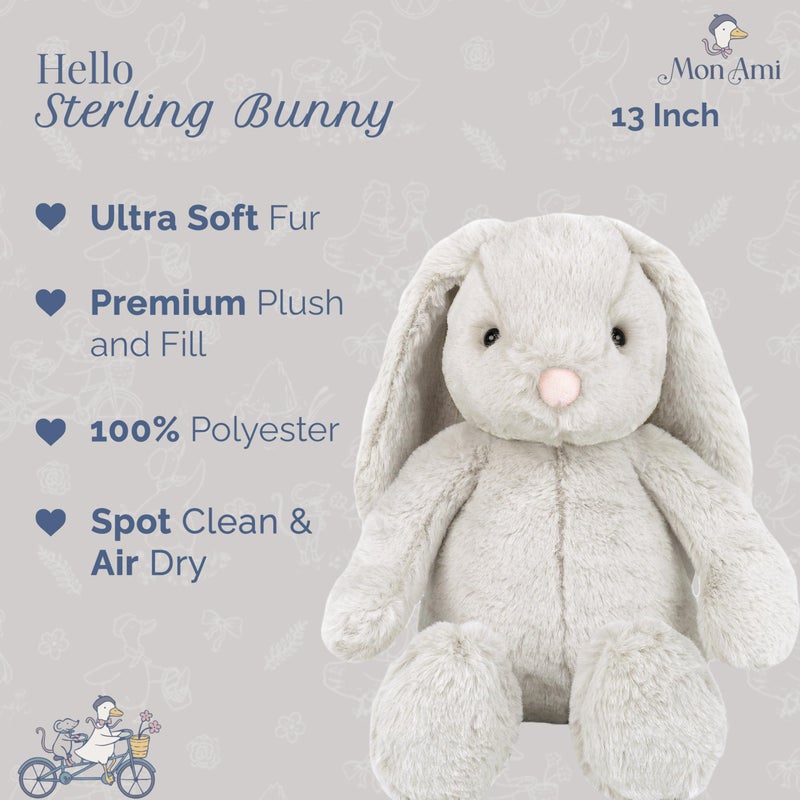 MON AMI Sterling Bunny Stuffed Animal â€“ 13-Inch Soft Plush Rabbit | Huggable Bunny for Kids of All Ages | Adorable Valentineâ€™s Day & Everyday Gift - Image 2
