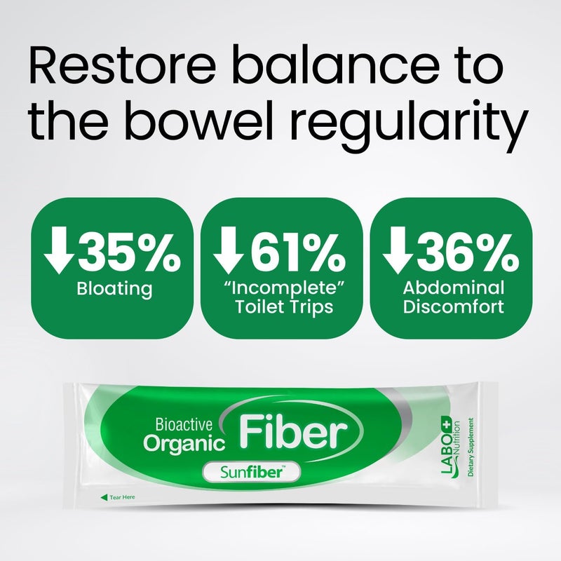 LABO Nutrition ألياف لابو الغذائية العضوية النشطة سن فايبر PHGG ألياف بروبيوتيك قابلة للذوبان من أجل انتظام الهضم وصحة الأمعاء  غار غام جزئي التحلل منخفضة FODMAP بدون نكهة نباتية غير معدلة وراثيًا 30 كيسًا - Image 5