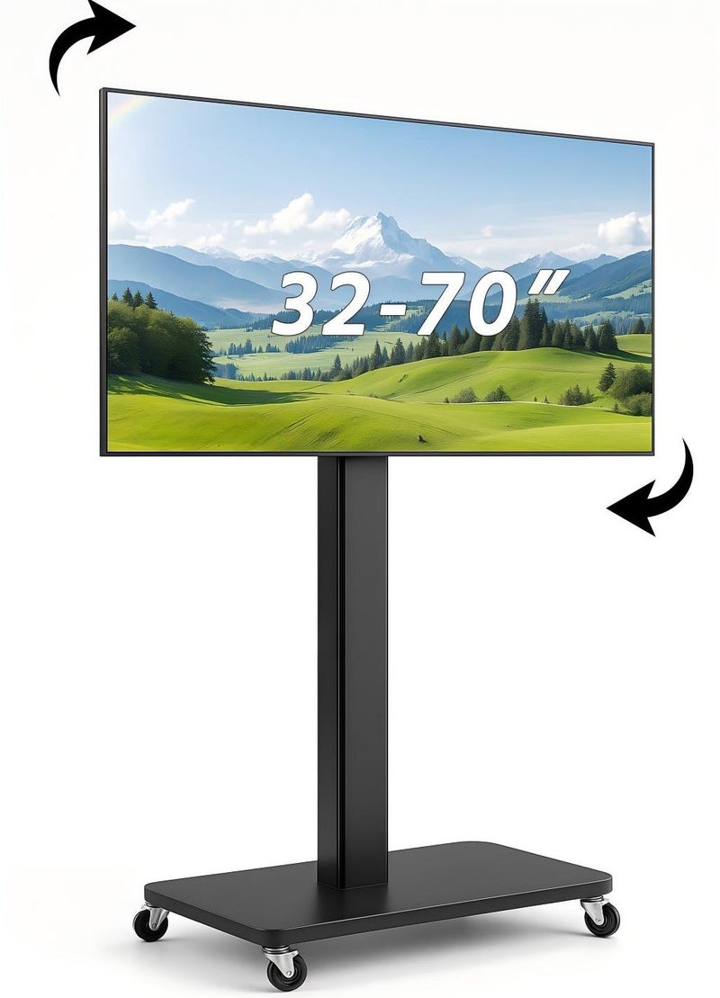 ACPLAY Heavy-Duty Mobile TV Stand for 32"–70" TVs, 55kg Max Load, Swivel & Height Adjustable, Rolling Cart with Lockable Wheels & Shelf, Max VESA 600x400mm – Ideal for Home & Office - Image 1
