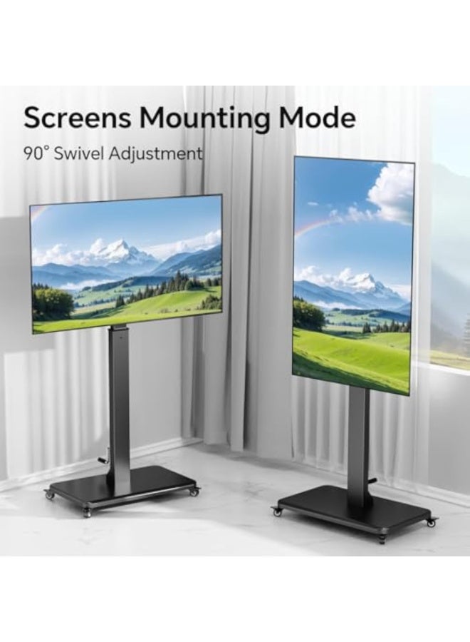 ACPLAY Heavy-Duty Mobile TV Stand for 32"–70" TVs, 55kg Max Load, Swivel & Height Adjustable, Rolling Cart with Lockable Wheels & Shelf, Max VESA 600x400mm – Ideal for Home & Office - Image 5