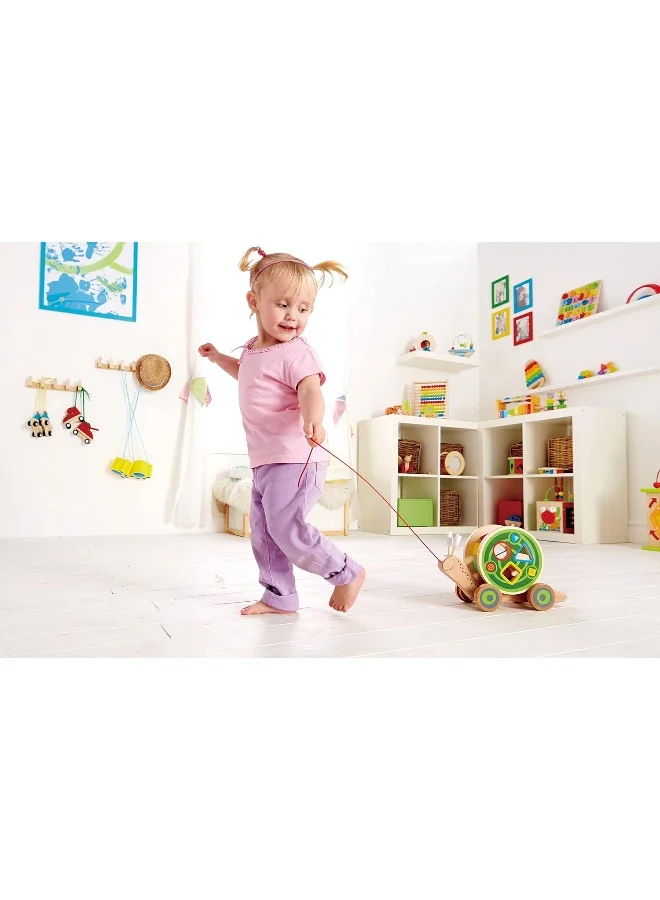 Hape Walk-A-Long Snail Pull Toy For Toddlers | Wooden Push & Pull Toy With Removable Ssorter Shell | Award-Winning Educational Toy For Motor Skills, Color Sorting, And Creativity | Ages 12+Months