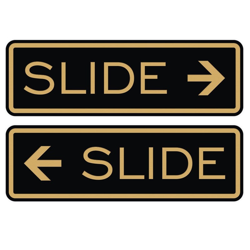 All Quality Classic Slide Door Sign - Black/Gold - Small 
