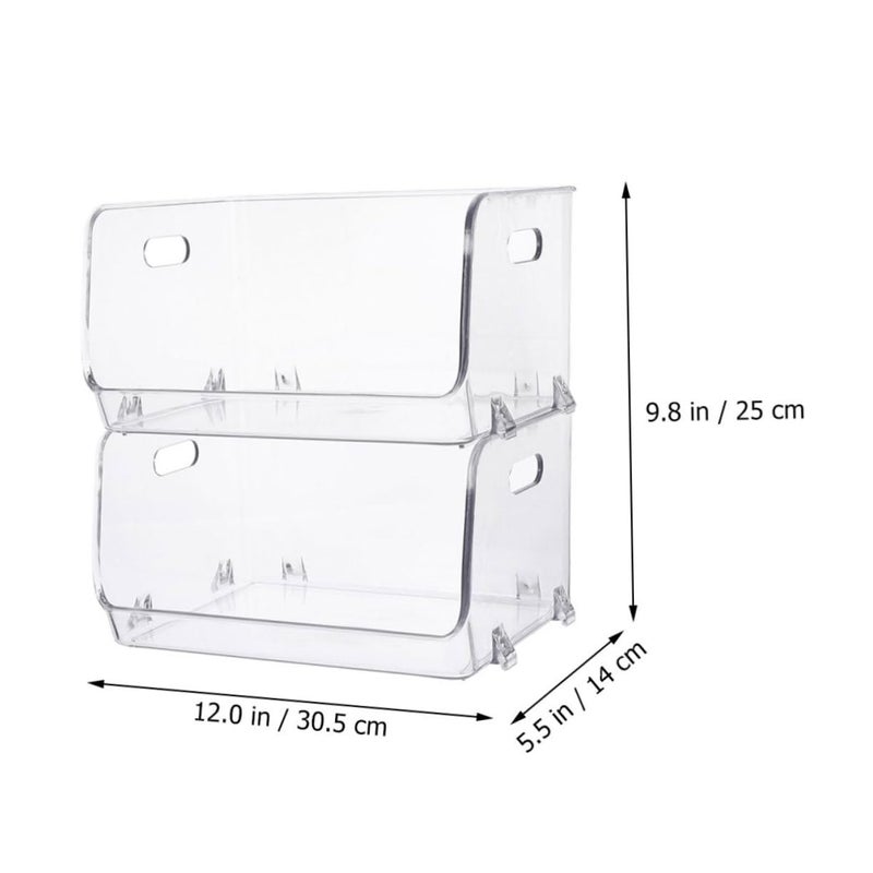 2pcs Stackable Clear Cosmetic Storage Box With Hollow Handle For Bathroom Bedroom - Image 3