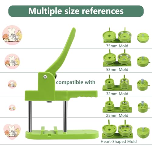 MK.Bear 32mm/1.25 inch Green Button Mold, Plastic, Round, Slide Button Badge Machines, 1 Piece - Image 4