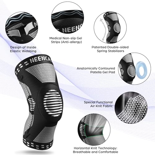 NEENCA Professional Knee Brace for Pain Relief, Medical Knee Support with Patella Pad & Side Stabilizers, Compression Knee Sleeve for Meniscus Tear, ACL, Joint Pain, Runner, Workout - Single - Image 3