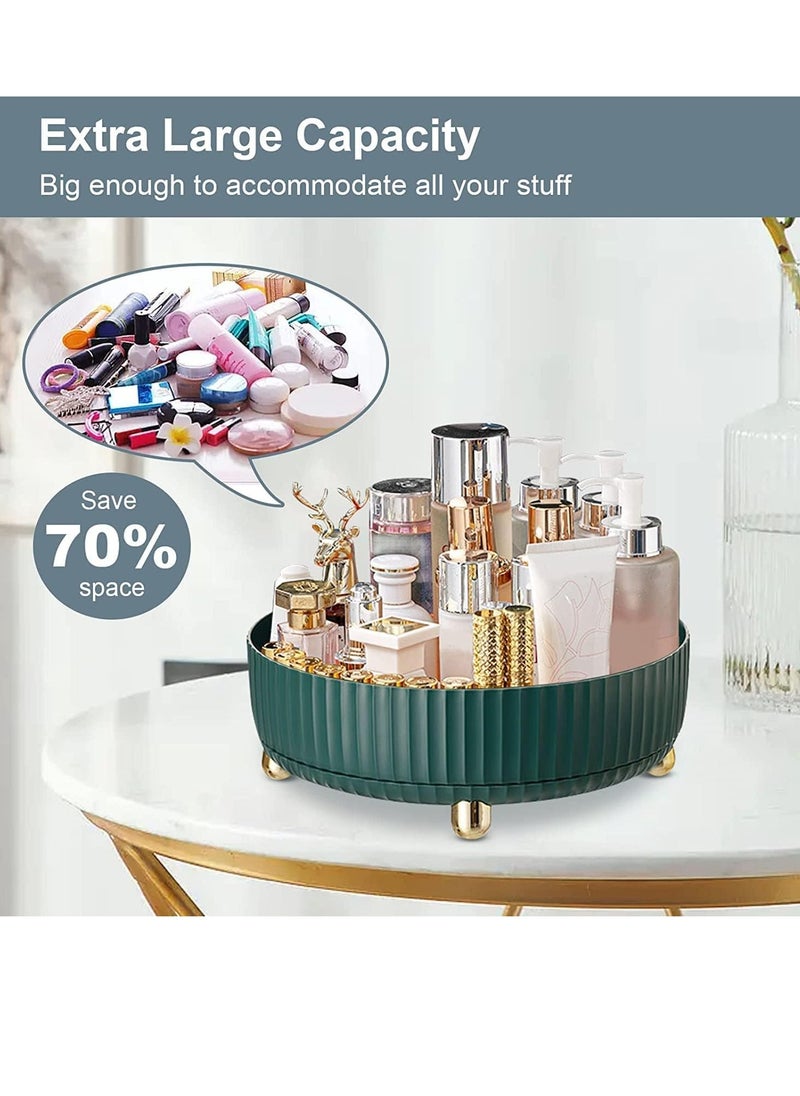 عربست - منظم القرص الدوار Lazy Susan ، منظم مكياج دوار 360 درجة مع درابزين سميك ، منظمة غزل مستديرة للمخزن ، ثلاجة ، كونترتوب (أخضر) - Image 1