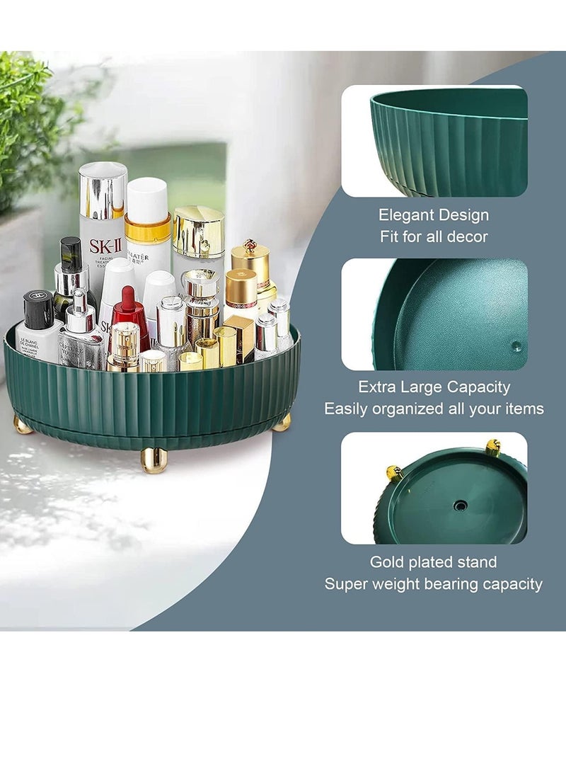 عربست - منظم القرص الدوار Lazy Susan ، منظم مكياج دوار 360 درجة مع درابزين سميك ، منظمة غزل مستديرة للمخزن ، ثلاجة ، كونترتوب (أخضر) - Image 1