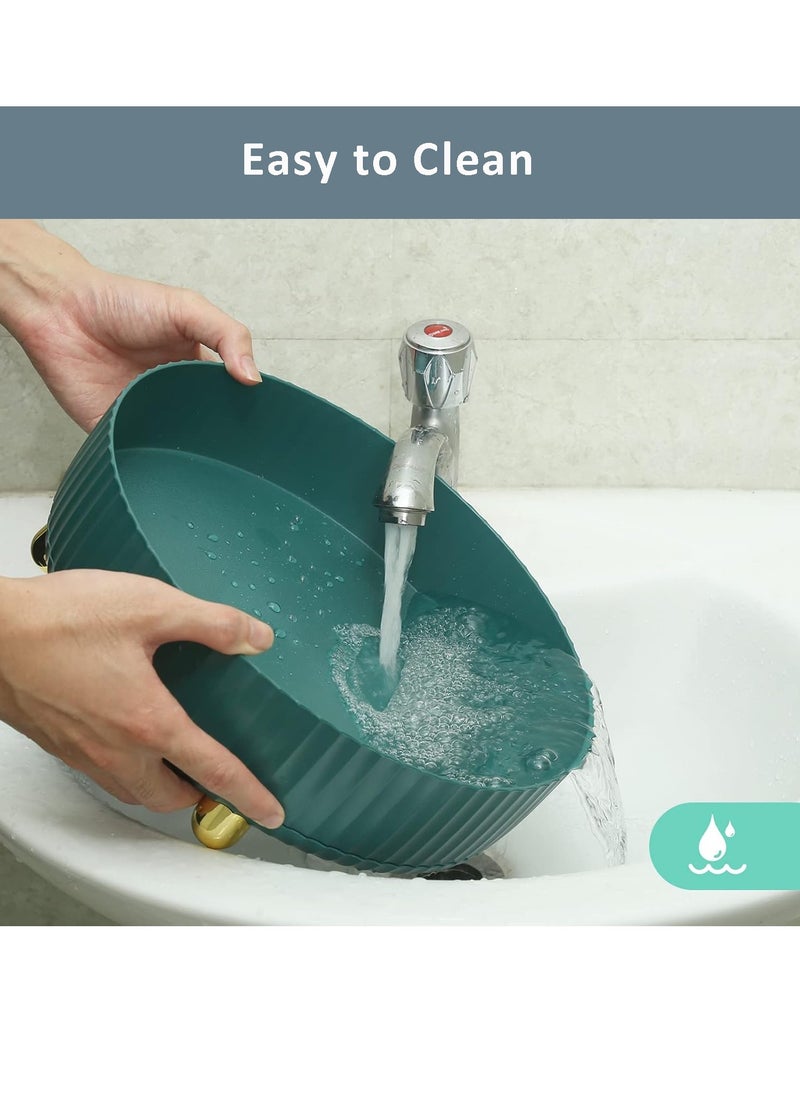 عربست - منظم القرص الدوار Lazy Susan ، منظم مكياج دوار 360 درجة مع درابزين سميك ، منظمة غزل مستديرة للمخزن ، ثلاجة ، كونترتوب (أخضر) - Image 1