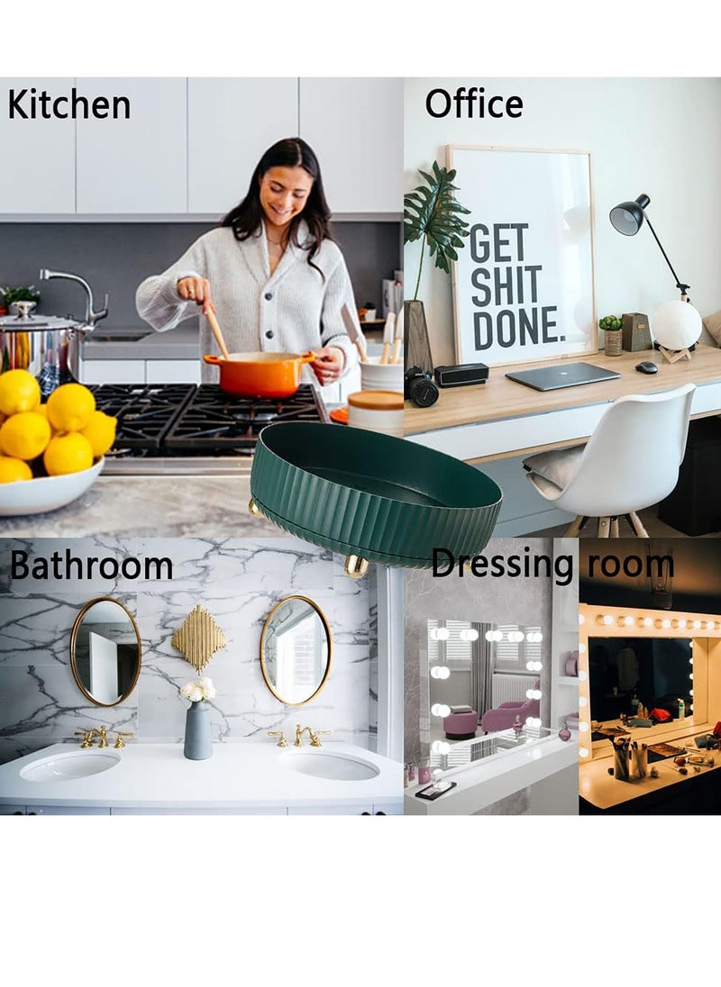 عربست - منظم القرص الدوار Lazy Susan ، منظم مكياج دوار 360 درجة مع درابزين سميك ، منظمة غزل مستديرة للمخزن ، ثلاجة ، كونترتوب (أخضر) - Image 1