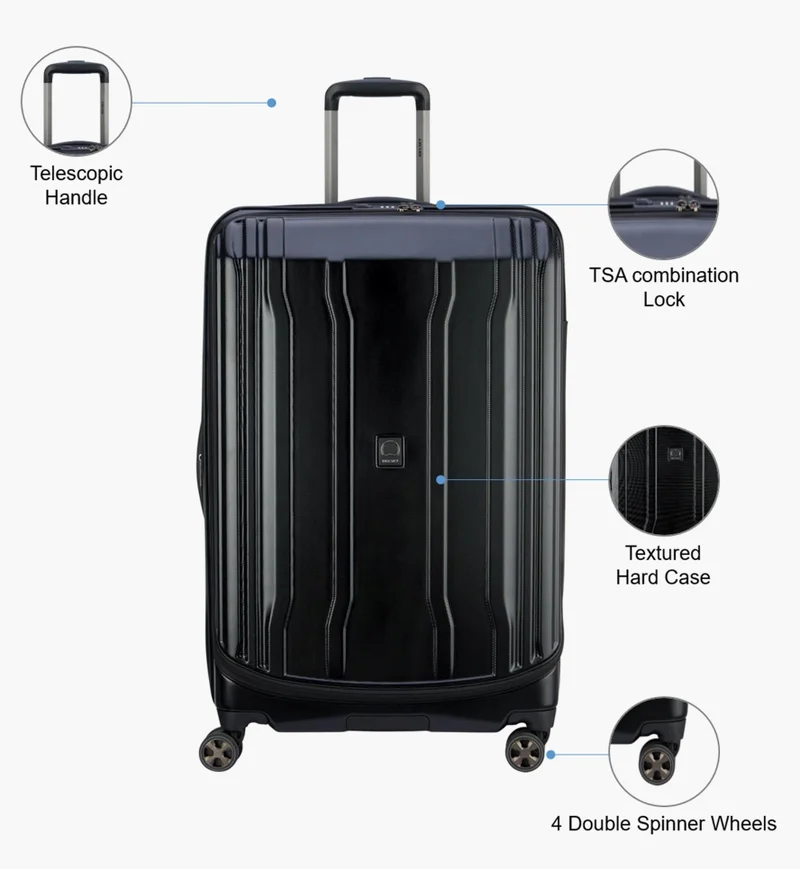 DELSEY Paris 80 Cruise 80 Cm Hardcase 4-Double Wheeled Expandable Check-In Luggage Trolley - Black  | Best Price UAE