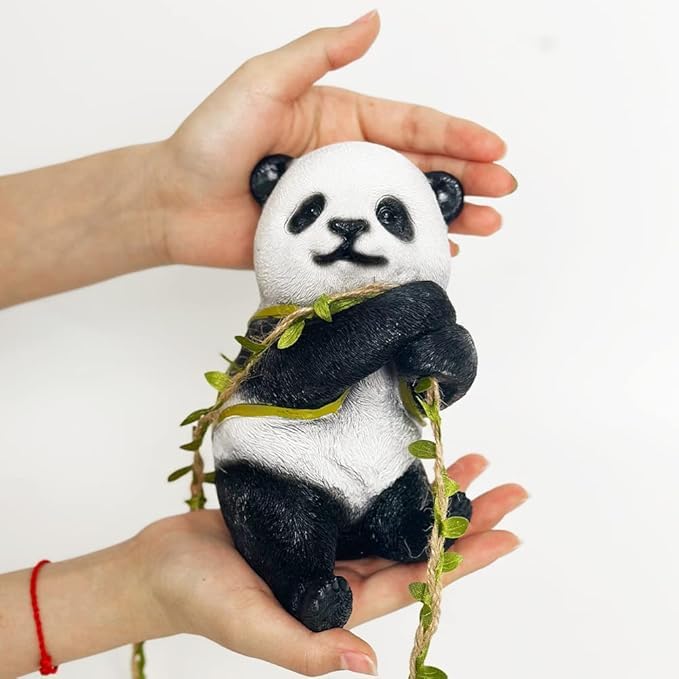The Decorshed Fiber Outdoor Climbing and Tree Climbing Animals, Terrace, Garden, Balcony, Courtyard Decorations, and Animal Home Decoration (Panda), 71.1 x 26.7 Cm, White,Black - Image 2