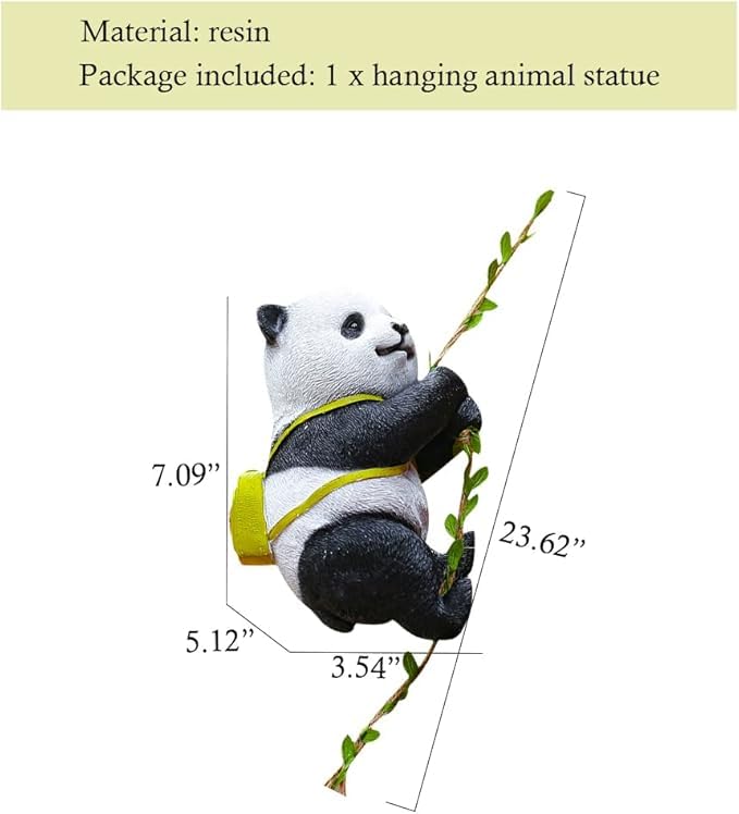 The Decorshed Fiber Outdoor Climbing and Tree Climbing Animals, Terrace, Garden, Balcony, Courtyard Decorations, and Animal Home Decoration (Panda), 71.1 x 26.7 Cm, White,Black - Image 3