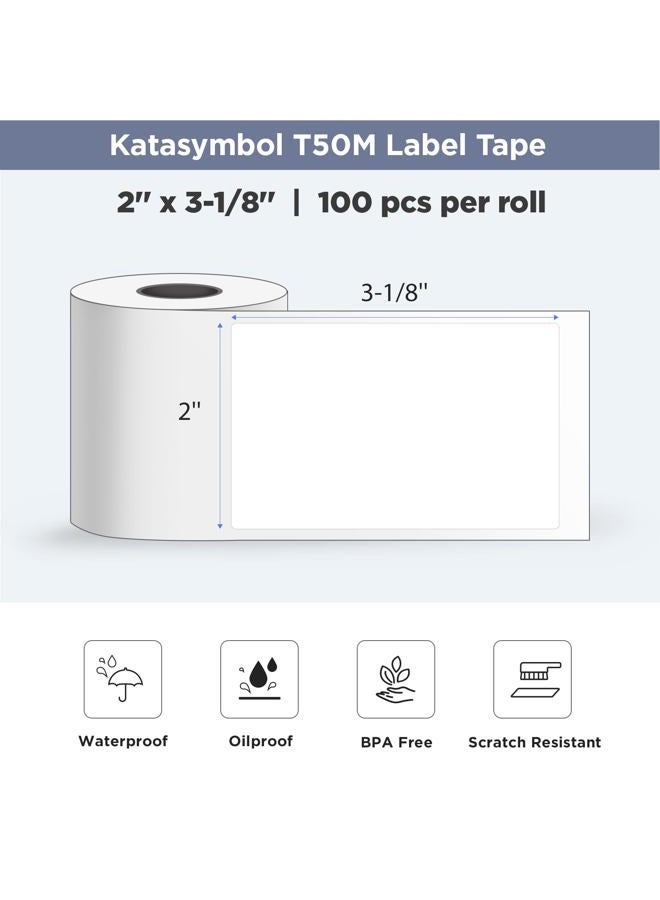 SUPVAN T50M Pro/Plus Label Tape, Thermal Multi-Purpose Labels for Home, School, Office, 4 Packs-1.96 in x 3.14 in, 100 Labels/Roll (White) - Image 2