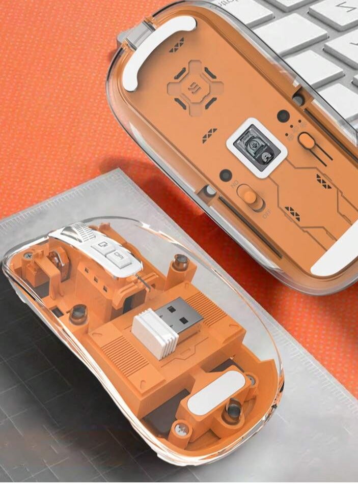 Devon Transparent Wireless Gaming Mouse Bluetooth Dual Mode Adjustable 3-Device Simultaneously for PC Mac Laptop Multicolor - Image 4