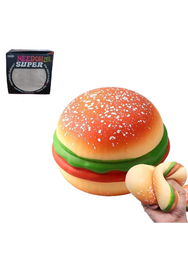 Needoh Decompress and Stress Stretch Burger Toy, Slow Rising Squishy Squeeze Toys, Soft Stress Relief Toys for Kids Birthday Gifts for Boys Girls Adults Pack of 1 - Image 1