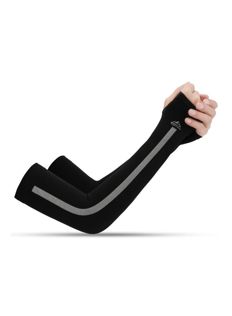 Loquat كم أذرع حماية من الأشعة فوق البنفسجية من حرير الثلج للقيادة وركوب الدراجات باللون الأسود