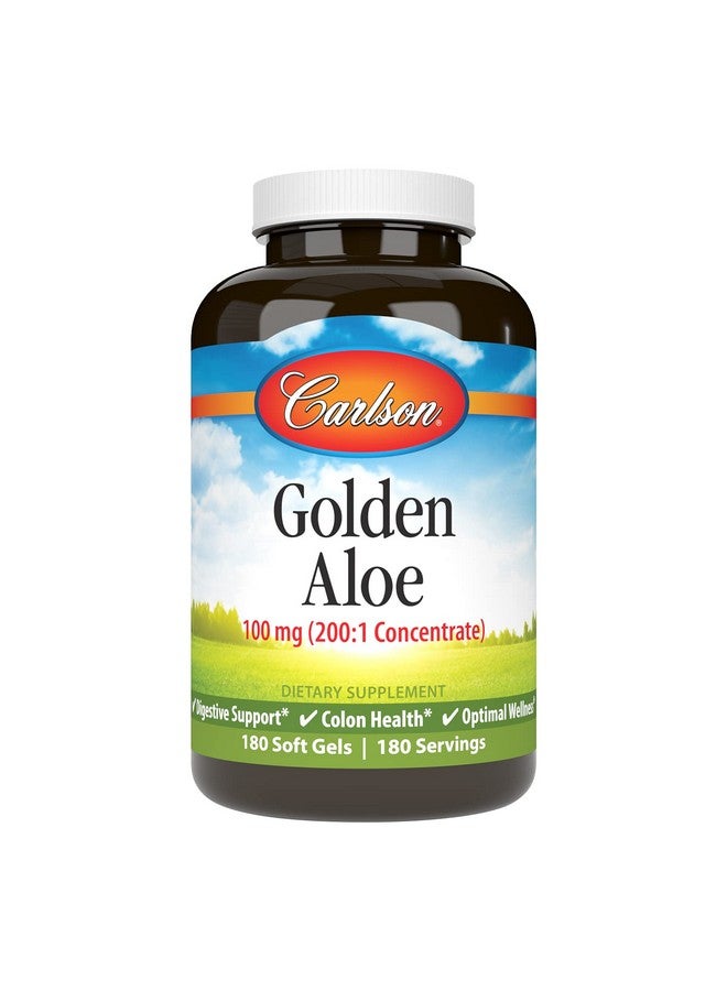 Carlson Golden Aloe 100 Mg (200:1 Concentrate) Digestive Support & Colon Health Optimal Wellness 180 Softgels - Image 2
