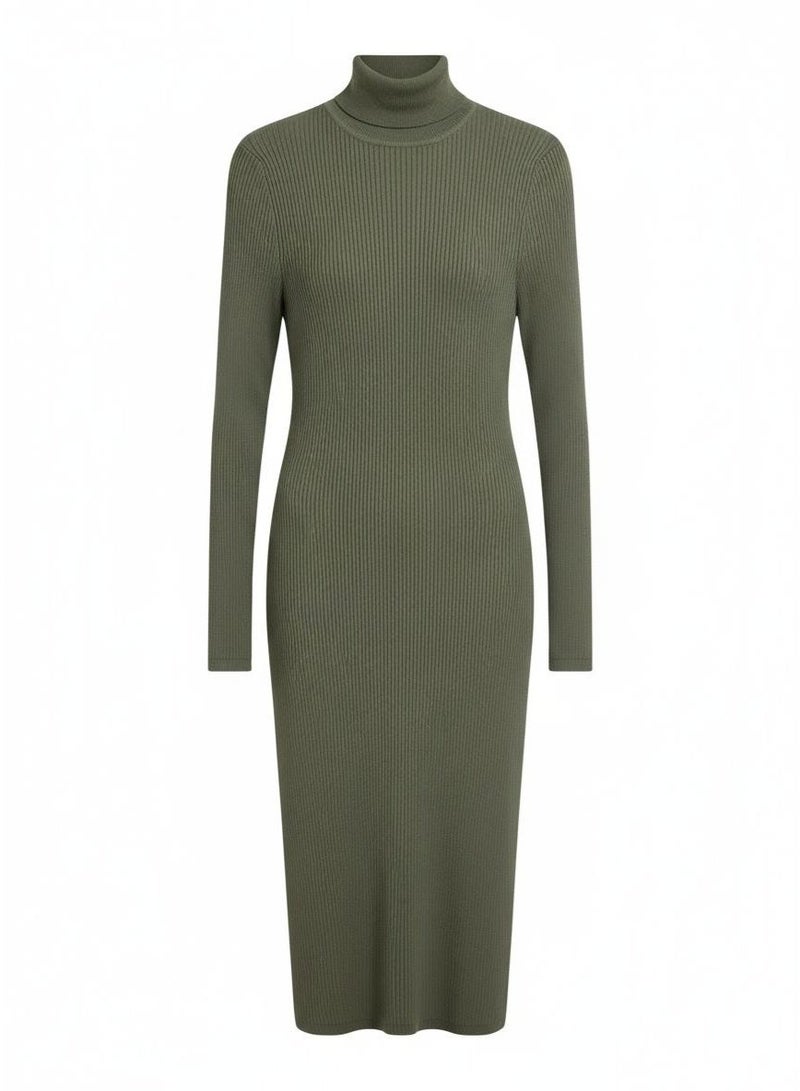 Don't Call Me Jennyfer Olive Green Ribbed Bodycon Midi Dress - Image 2
