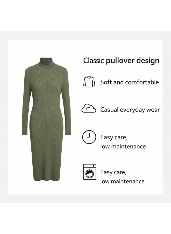 Don't Call Me Jennyfer Olive Green Ribbed Bodycon Midi Dress - Image 3