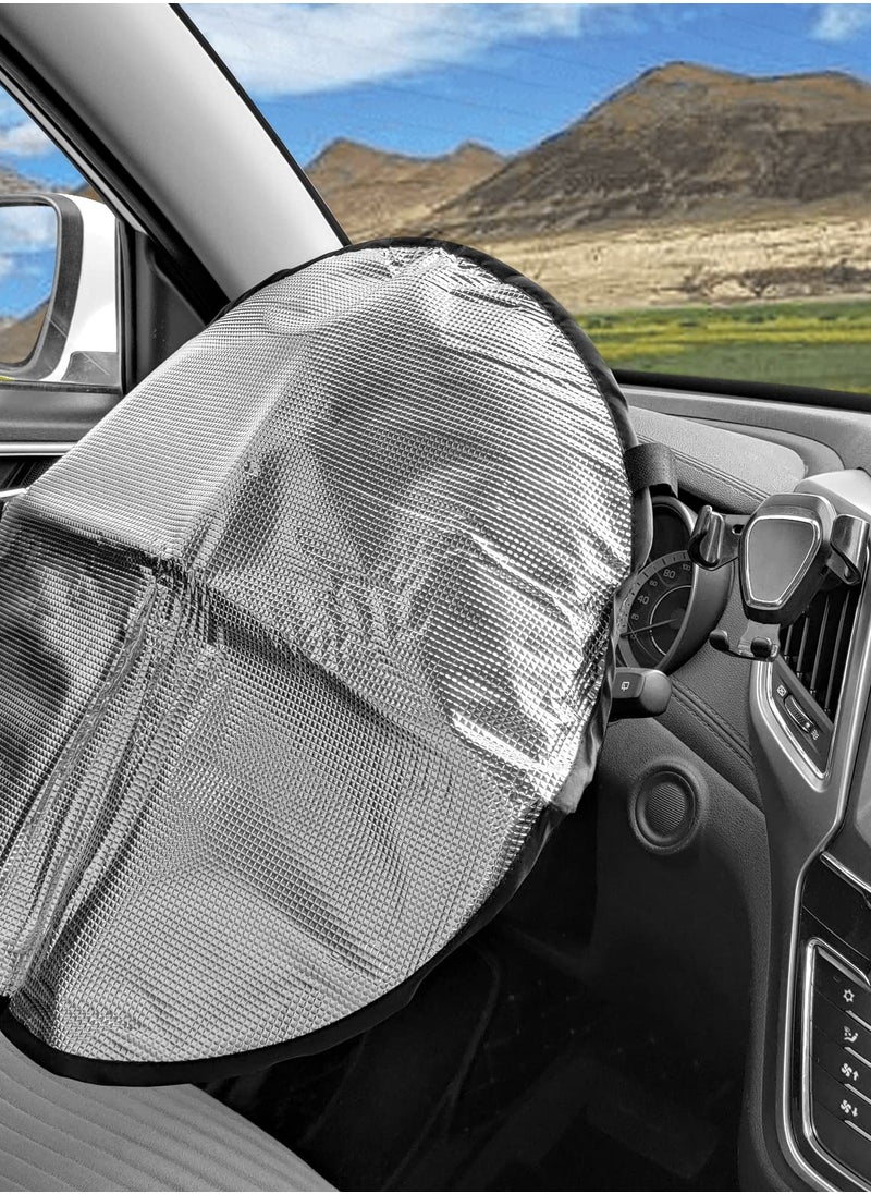 Excefore - Upgraded Steering Wheel Sun Shade Cover, 3-Layer Foil Cooling Design, Block UV Rays and Keep Your Steering Wheel Cool in Summer, Universal Fit for Cars, Trucks, SUVs - Image 1
