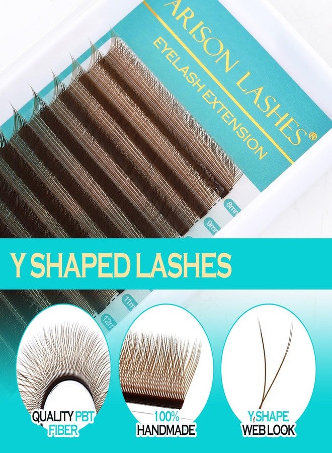ARISON LASHES YY Eyelash Extensions D Curl 0.07 Mixed Tray Y Shape Weaving Prefabricated Fans Individual Extension Eyelashes (Brown-0.07D 15mm) - Image 2
