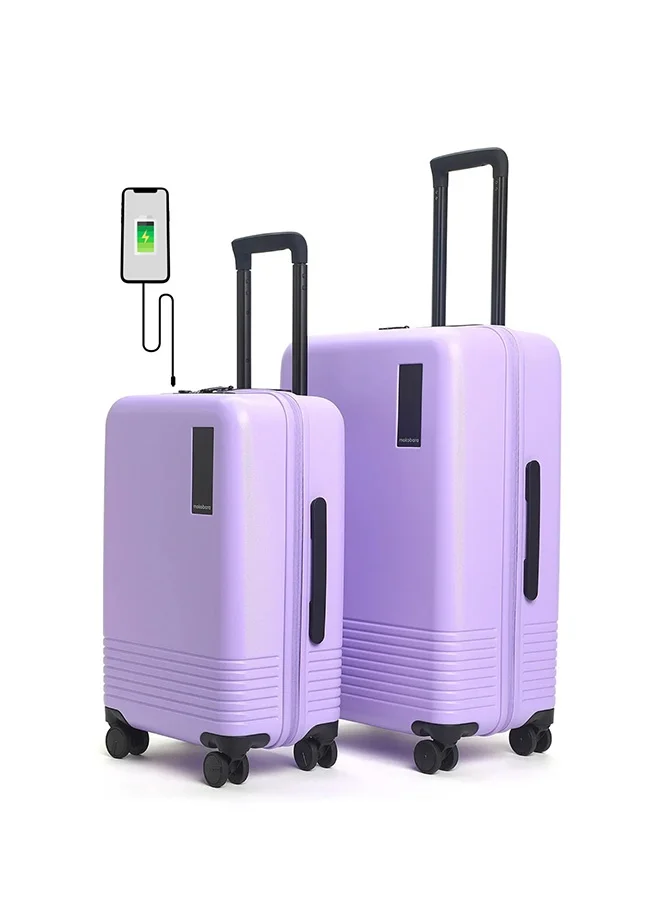 موكوبارا للتجارة ذ.م.م طقم حقائب سفر قطعتين - بولي كربونات ماكرولون ألماني، ألوان كونية، بنفسجي