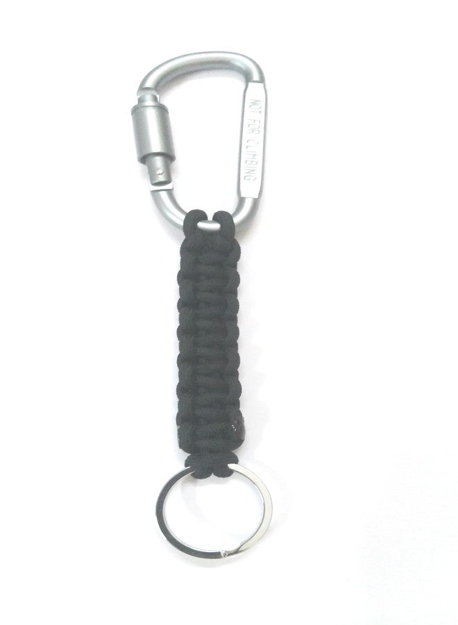 ADD GEAR Grey Locking Carabiner with Paracord Keychain Military Braided Lanyard Utility Survival Key Chain Hook for Keys for Camping Hiking Outdoor (Black) - Image 2