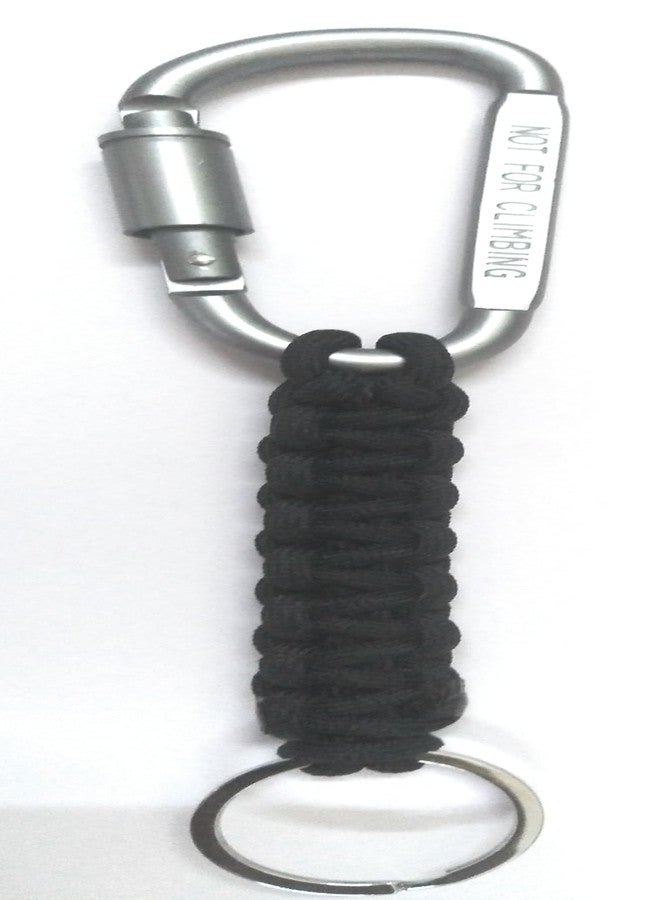 ADD GEAR Grey Locking Carabiner with Paracord Keychain Military Braided Lanyard Utility Survival Key Chain Hook for Keys for Camping Hiking Outdoor (Black) - Image 3