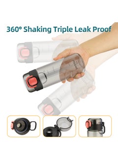 SHOTAY SHOTAY 580 ML Kids & Adults Water Bottles Reusable Leak Proof BPA-Free with Lockable & Fast Flow, One Click Open. For Children School, Office, Gym, Outdoor and Sports Black.  - Image 4
