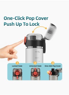 SHOTAY SHOTAY 580 ML Kids & Adults Water Bottles Reusable Leak Proof BPA-Free with Lockable & Fast Flow, One Click Open. For Children School, Office, Gym, Outdoor and Sports Black.  - Image 3