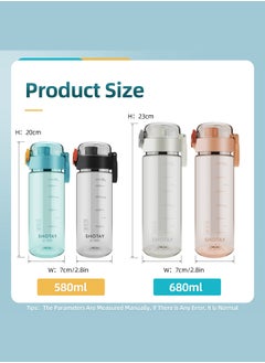 SHOTAY SHOTAY 580 ML Kids & Adults Water Bottles Reusable Leak Proof BPA-Free with Lockable & Fast Flow, One Click Open. For Children School, Office, Gym, Outdoor and Sports Black.  - Image 2