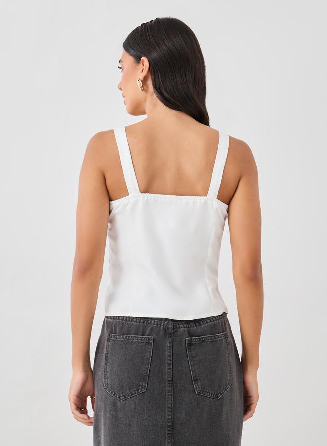 Styli Strappy Buttoned Asymmetric Hem Waistcoat - Image 5