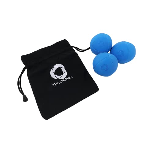 Zeekio Taylor Tries Signature Pro Series Juggling Balls Professional 8 Panel Ball with Drawstring Carry Bag 110 Grams 67mm Set of 3 Blue - Image 5