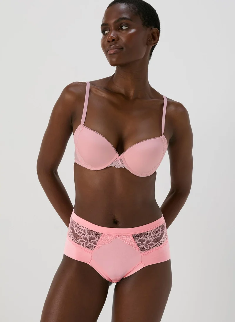 Matalan 3 Pack Pink/Blue/White Brushed Midi Knickers