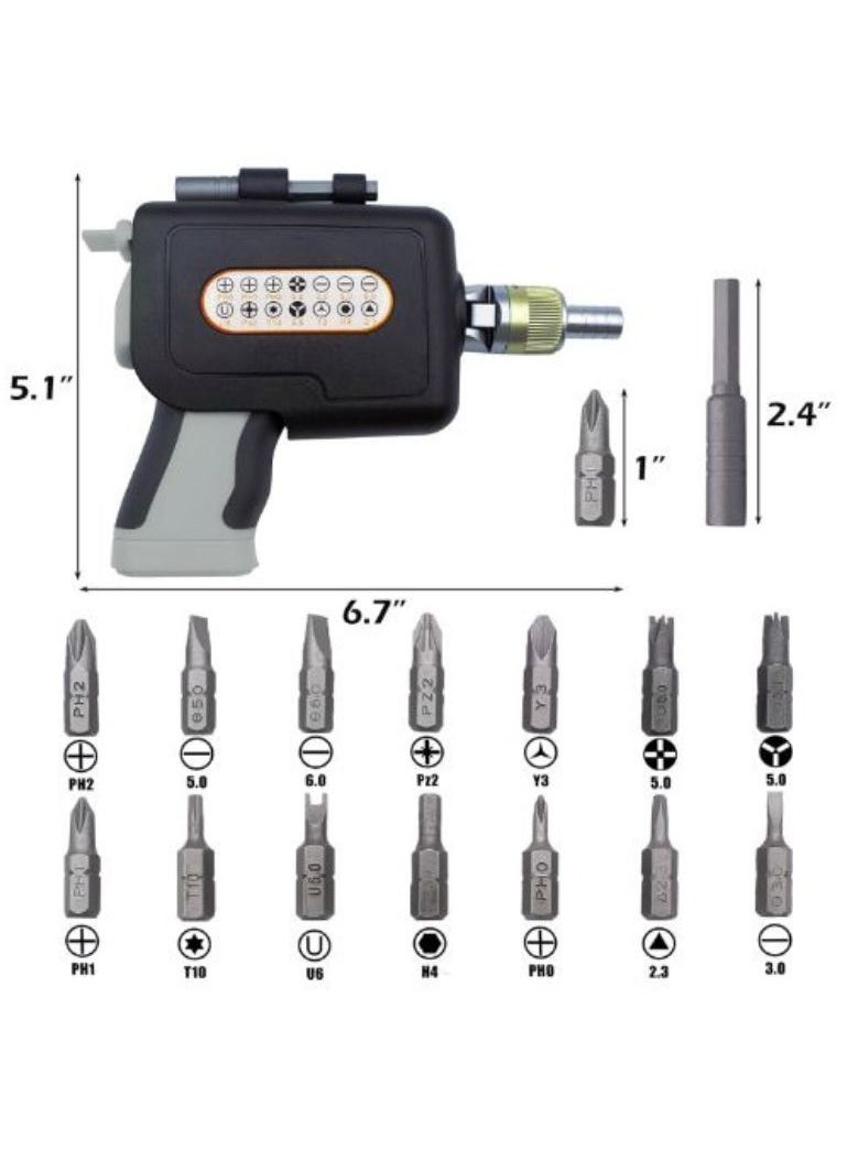 Generic - crewdriver 16-in-1 Multi Screwdriver Set All in One Craftsman Tool with 180 Degree Pivoting Adjustable Angle，Hidden bit magazine Screw Driversets Set,Household Repair Tool Kits (Grey) - Image 1